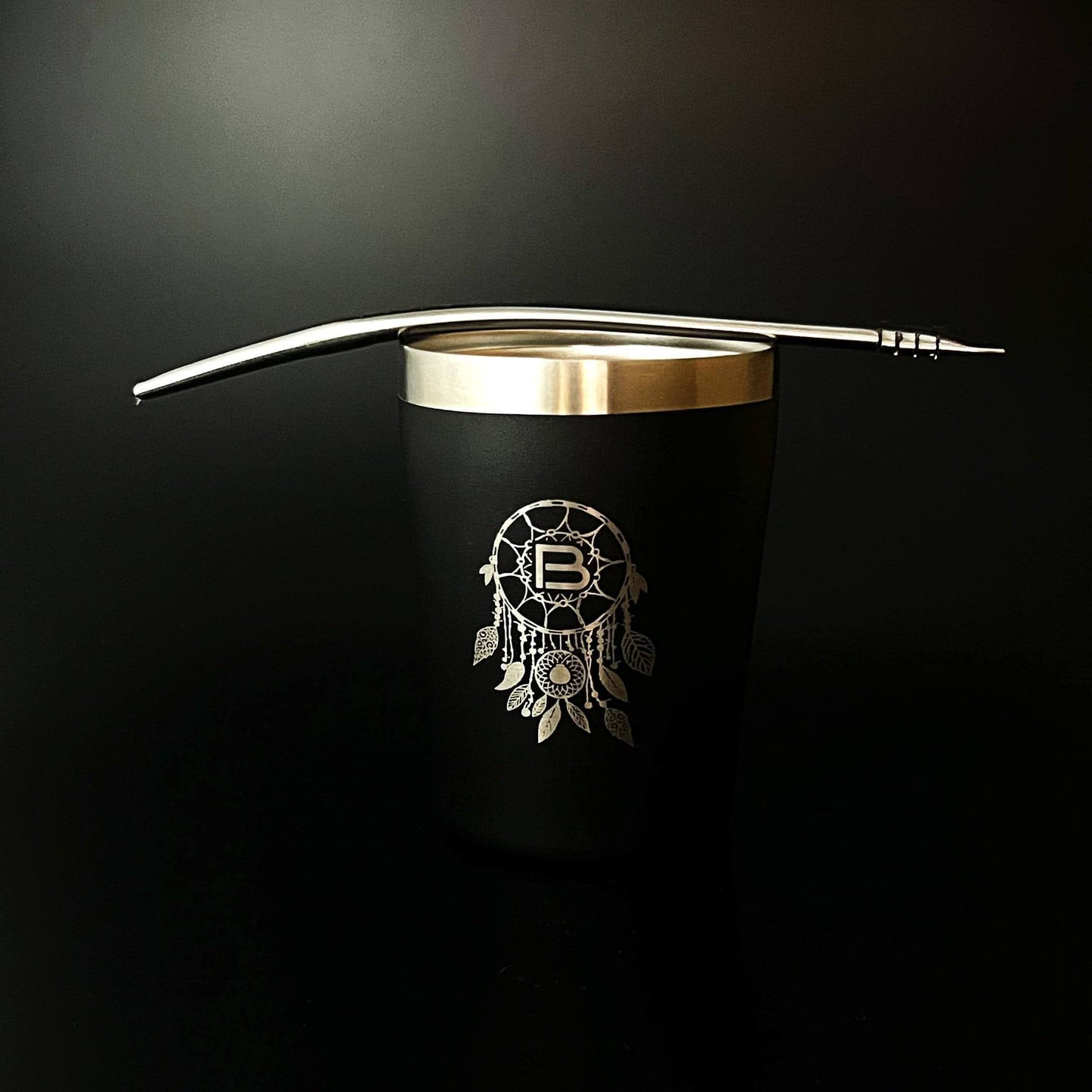 stainless steel mate straw bohemia logo side